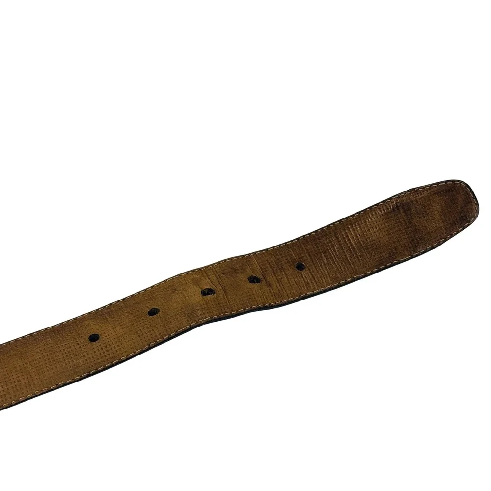 Tommy Bahama Leather Canvas Belt Men's Brown‎ Tan Size 44 Spain Classic Casual